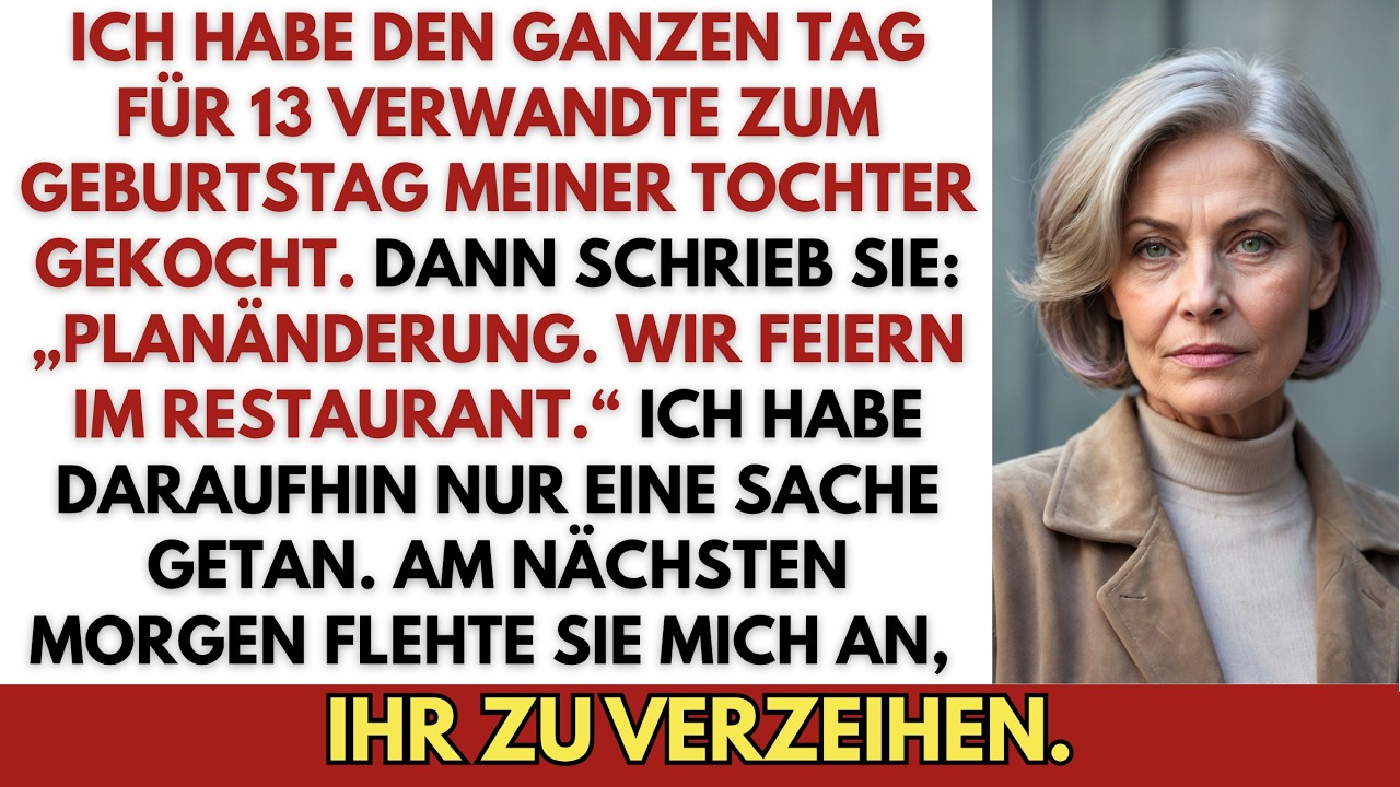 Ich stand mit Mehlflecken auf der Wange in meiner Küche, umgeben von dampfenden Töpfen und dem Duft von Rosmarin, als mein Handy vibrierte. Drei Stunden lang hatte ich für Nadins 35. Geburtstag...