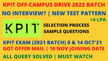 KPIT Recruitment 2021 | New Exam Pattern | No Interview | ₹4 lpa | Expected Questions | Mass Hiring