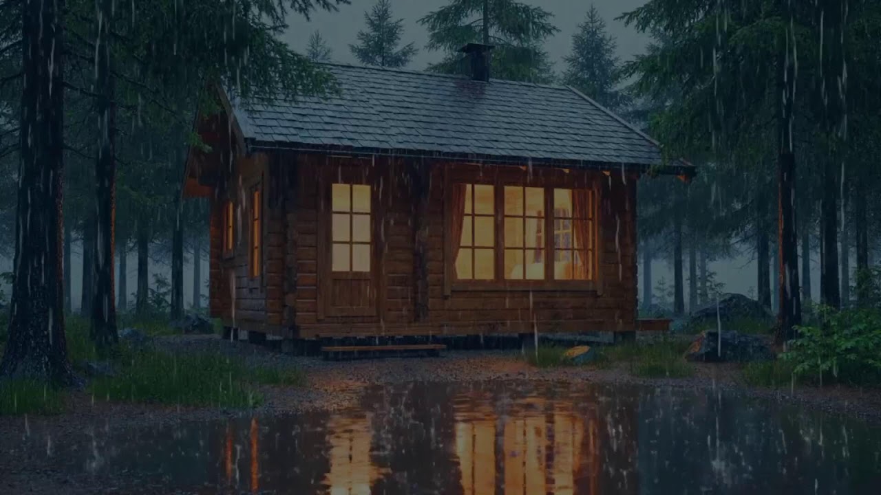 🔴 Deep Sleep in a Forest Cabin: Rain Sounds & Fireplace for Instant Calm