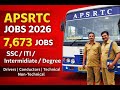 APSRTC లో 7,673 రెగ్యులర్ ఉద్యోగాలు 🔥 SSC నుండి Degree వరకు | APSRTC Jobs 2026