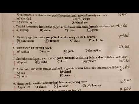 4-cü sinif İnformatika ksq 1 #ders #ksq #bsq #info #riyaziyyat #test