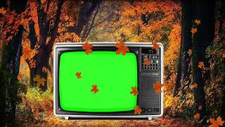 Green Screen Retro Old TV in autumn background