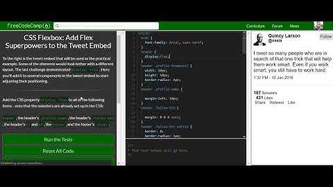 FCC - CSS Flexbox - Add Flex Superpowers To The Tweet Embed