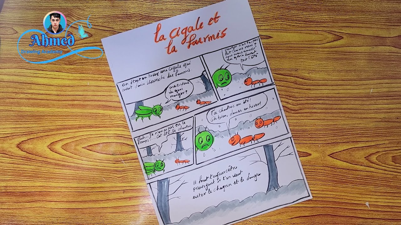 رسم قصة النملة والصرصور ||2|| comment dessiner la cigale et la fourmi