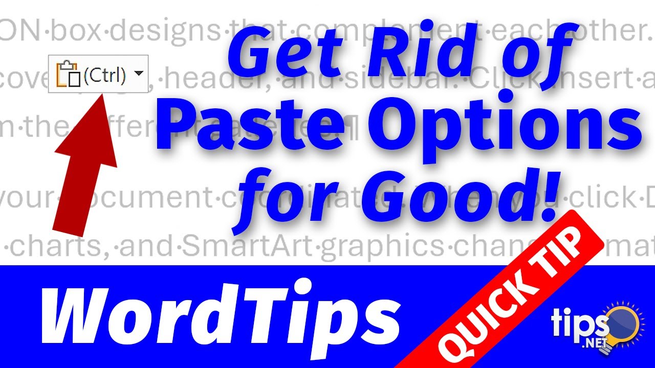 Turning Off Paste Options - YouTube