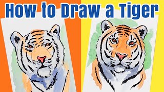 How to Draw a Tiger Kids Watercolor Tutorial