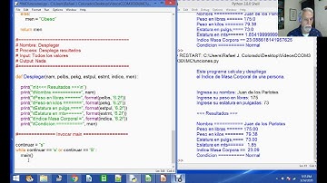 Programa en Python que calcula el Indice de Masa Corporal usando funciones. Parte 5