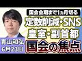 青山和弘「国会会期末まで1か月切る 与野党 法案めぐる調整が本格化へ」「高市総理“中傷動画疑惑”とSNS選挙の課題」「アメリカ、イラン協議でイラン側退席 停戦への道筋は」6月23日