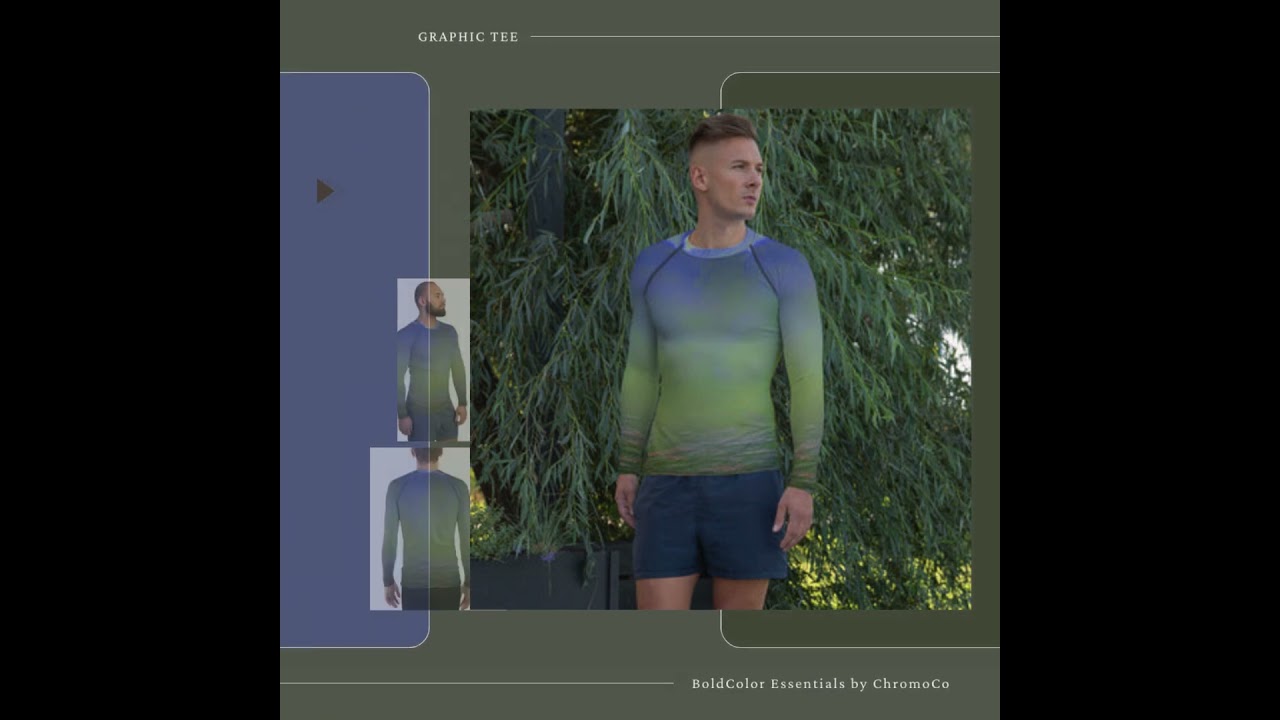 High-Quality Green Abstract Men's Rash Guard | UPF 50 | Ergonomic Design for Comfort and Durability