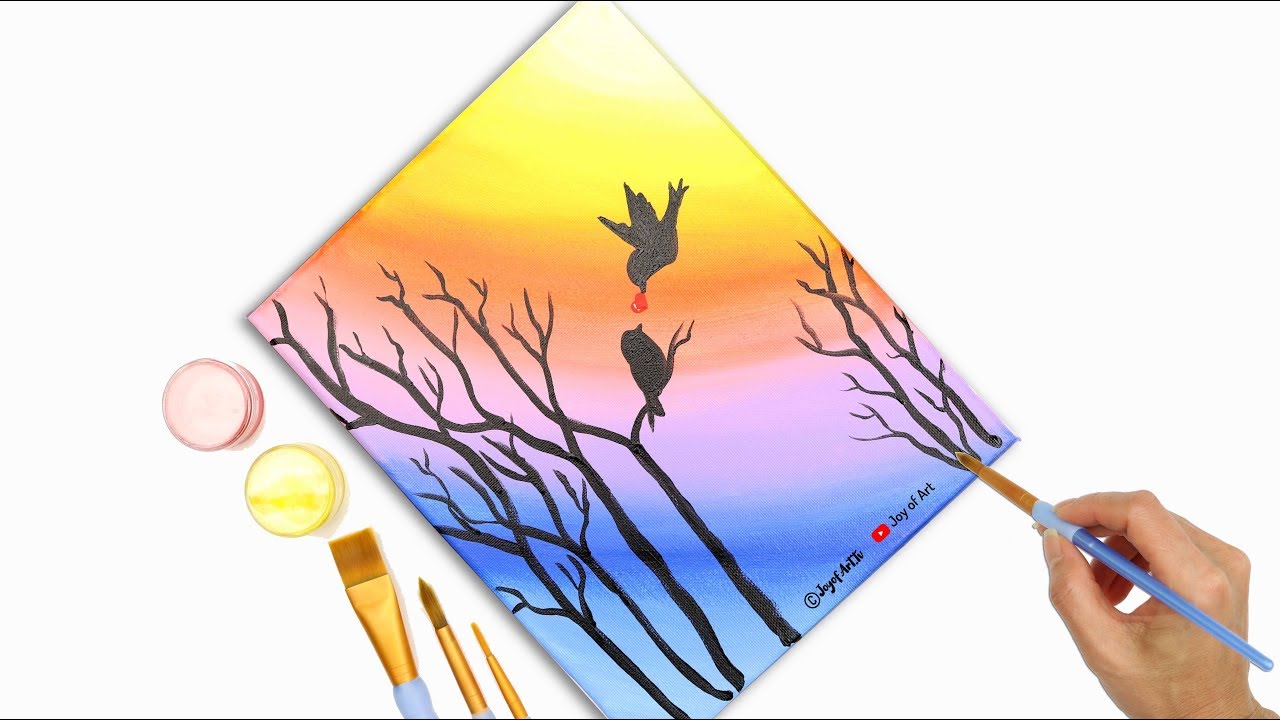 Love Birds with Heart Easy Acrylic Painting for Beginners ... Love Birds with Heart Easy Acrylic Painting for Beginners ...