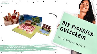 💥 Wow-Geschenkidee! Picknick-Gutschein basteln – DIY Explosionsbox Picknickkorb | mini-presents