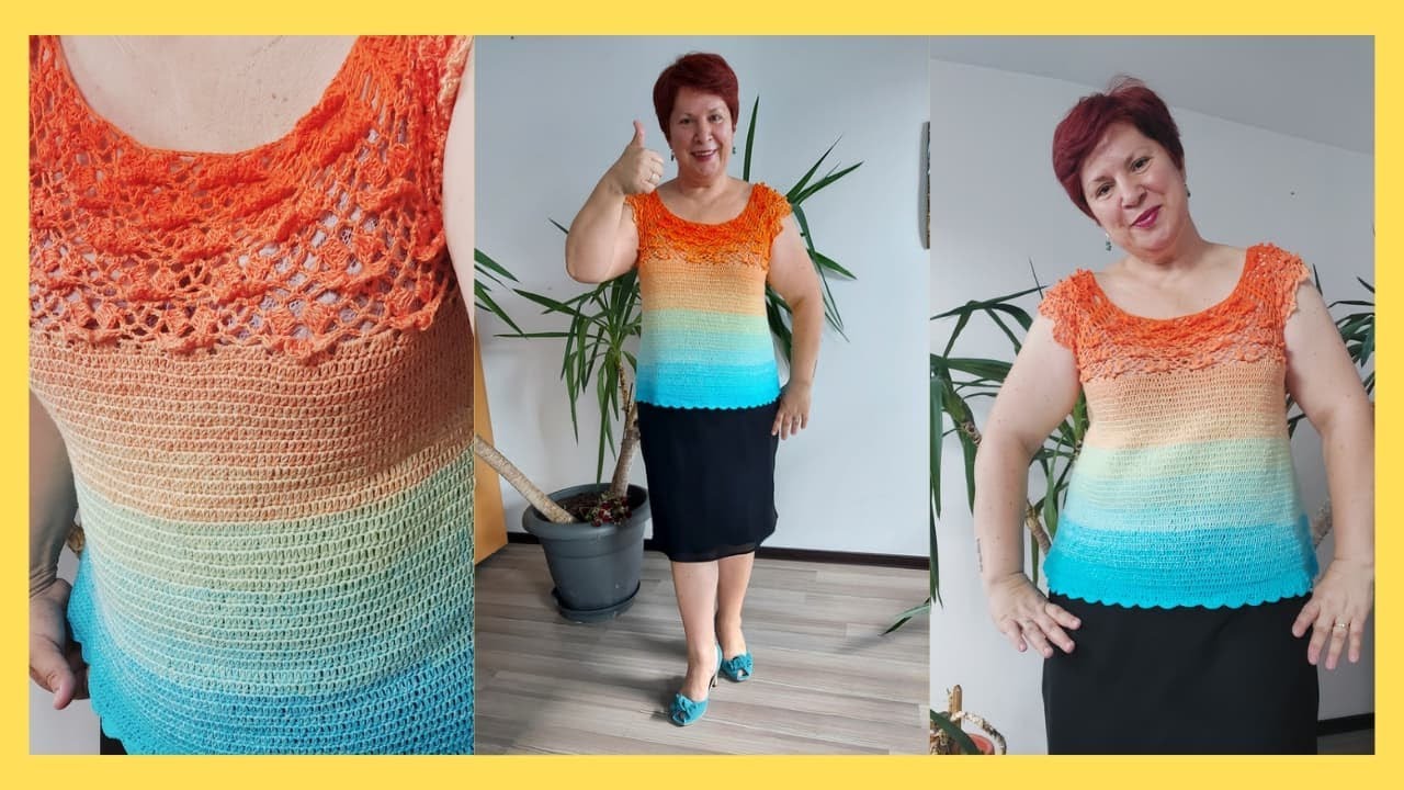 Bluza crosetata ,,Rasarit de soare,, Partea -I-