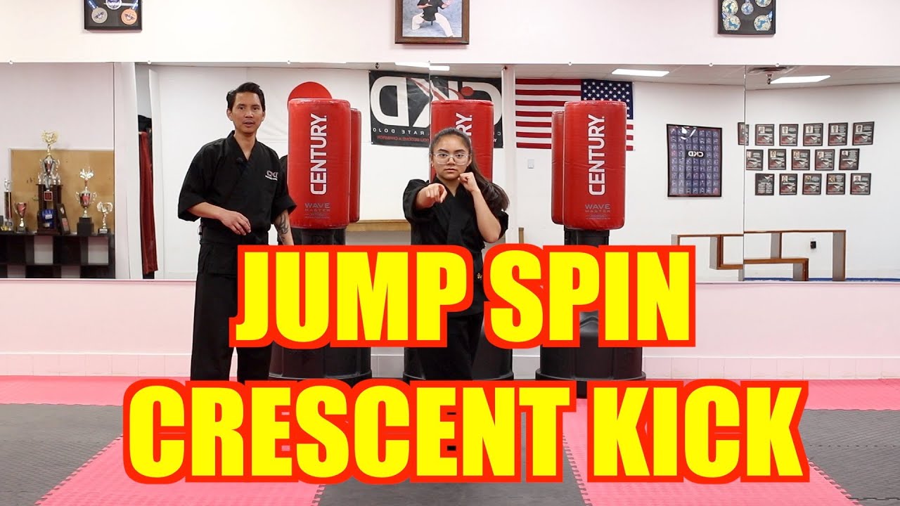 KARATE Lesson 26 Jump Spin Crescent Kick YouTube