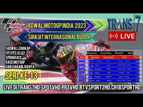 JADWAL MOTOGP INDIA  2023 ~GP INDIA  SERI KE 13 ~ KLASMEN MOTOGP 2023 TERBARU ~ JADWAL MOTOGP 2023 L