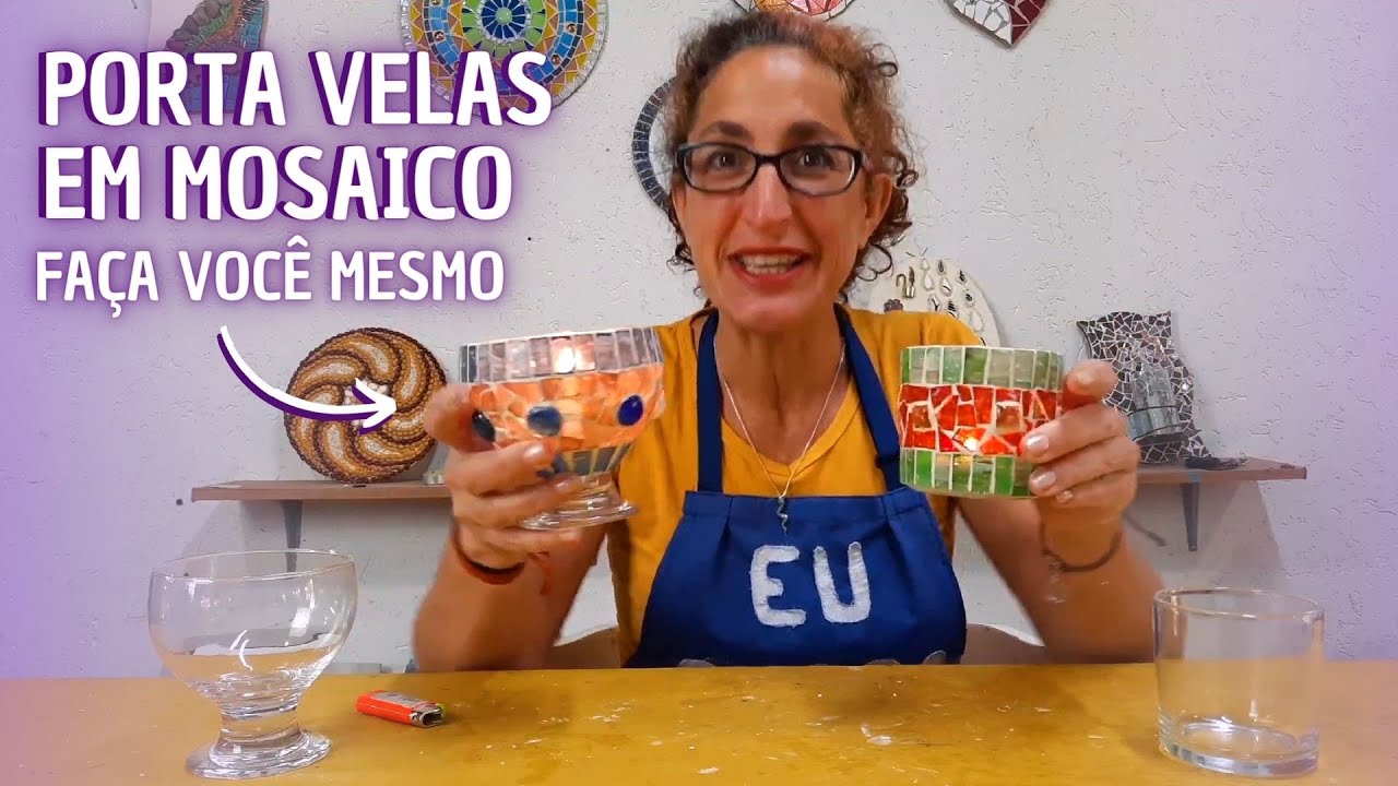 MOSAICO - Como fazer porta velas (Fácil e Prático)