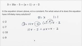 Solving linear equations — Harder example | Math | SAT | Khan Academy