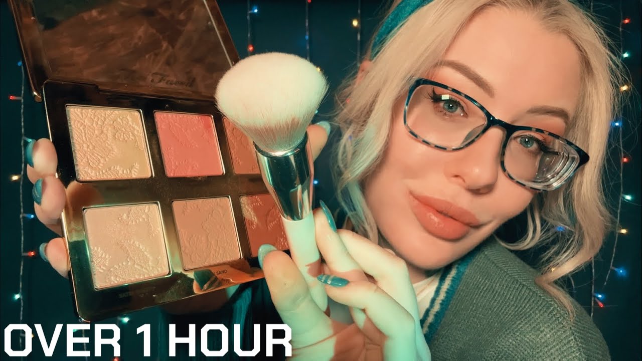 1 HOUR ASMR | Doing Your Makeup | Rummaging, Stipple, Facial Touch