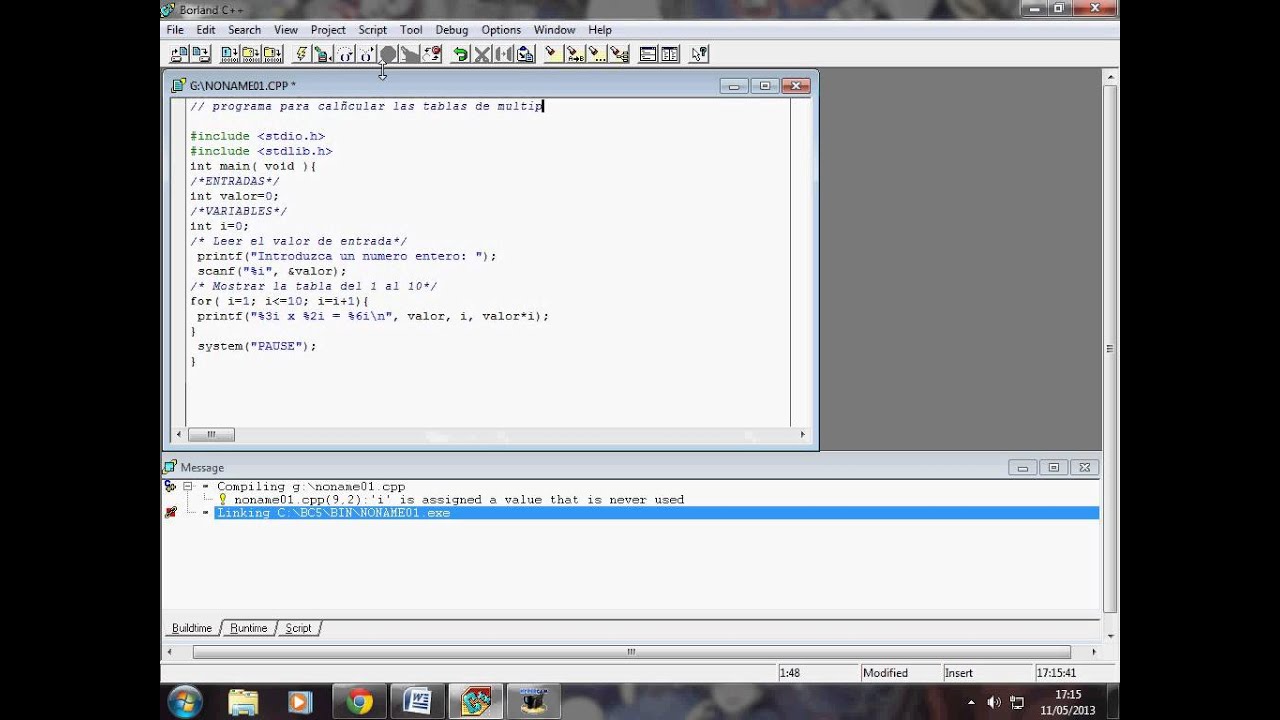 Tabla de Multiplicar en Borland - YouTube