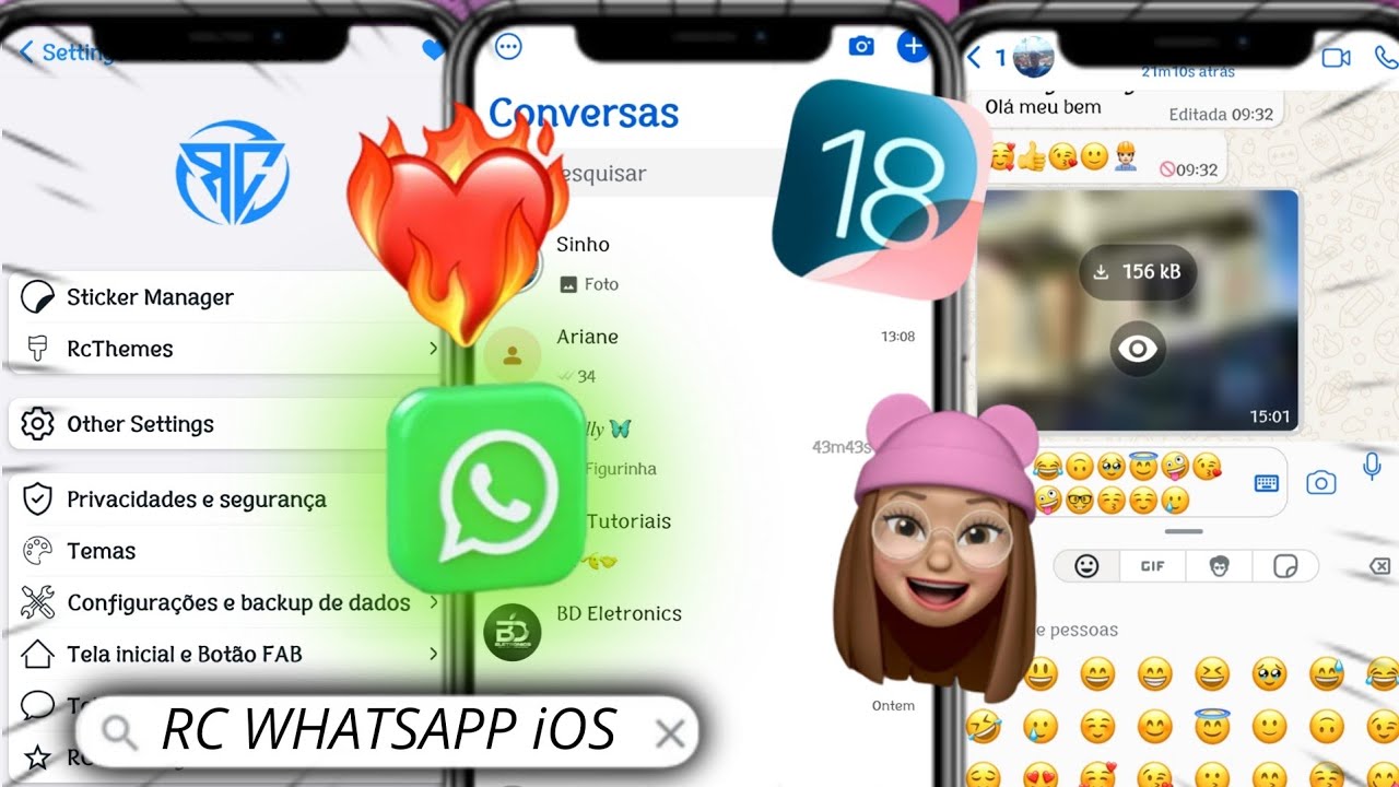 RC WHATSAPP IOS 10.34🥳 ATUALIZADO 2025 COM EMOJIS IOS E VÁRIAS FUNÇÕES. 
