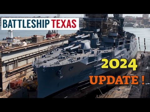 USS Texas Battleship Painting and Other Progress Continues in Dry Dock Video Footage Bow to Stern
