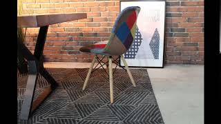 Eames Style Patchwork Fabric Side Chair