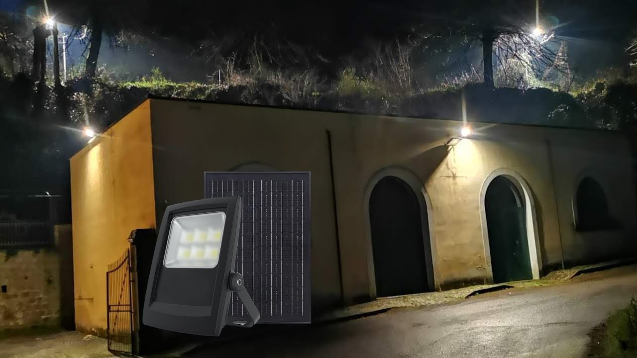 FE58-25W - Faretti Da Esterno - - Proiettore Faro a energia solare 25w con  pannello solare incluso DIMMERABILE