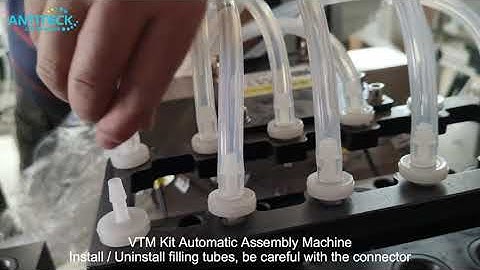 Install Filling Tube For VTM Kit Automatic Assembly Machine - VTM Test Kit Manufacturing Machine