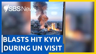 Explosions rock Kyiv during UN Chief's visit to Ukraine | SBS News
