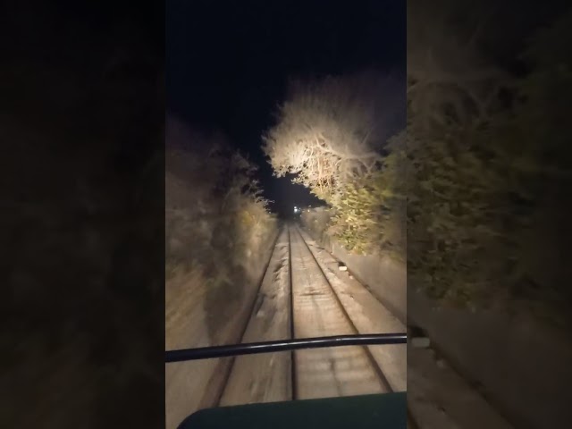 Live from train driver cab scary view of train at night in mountains #shorts #mountains class=