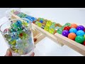 Marble Run ☆【Various wooden courses】Homemade Stepped Ramp, An insect cage with water in it ASMR #161
