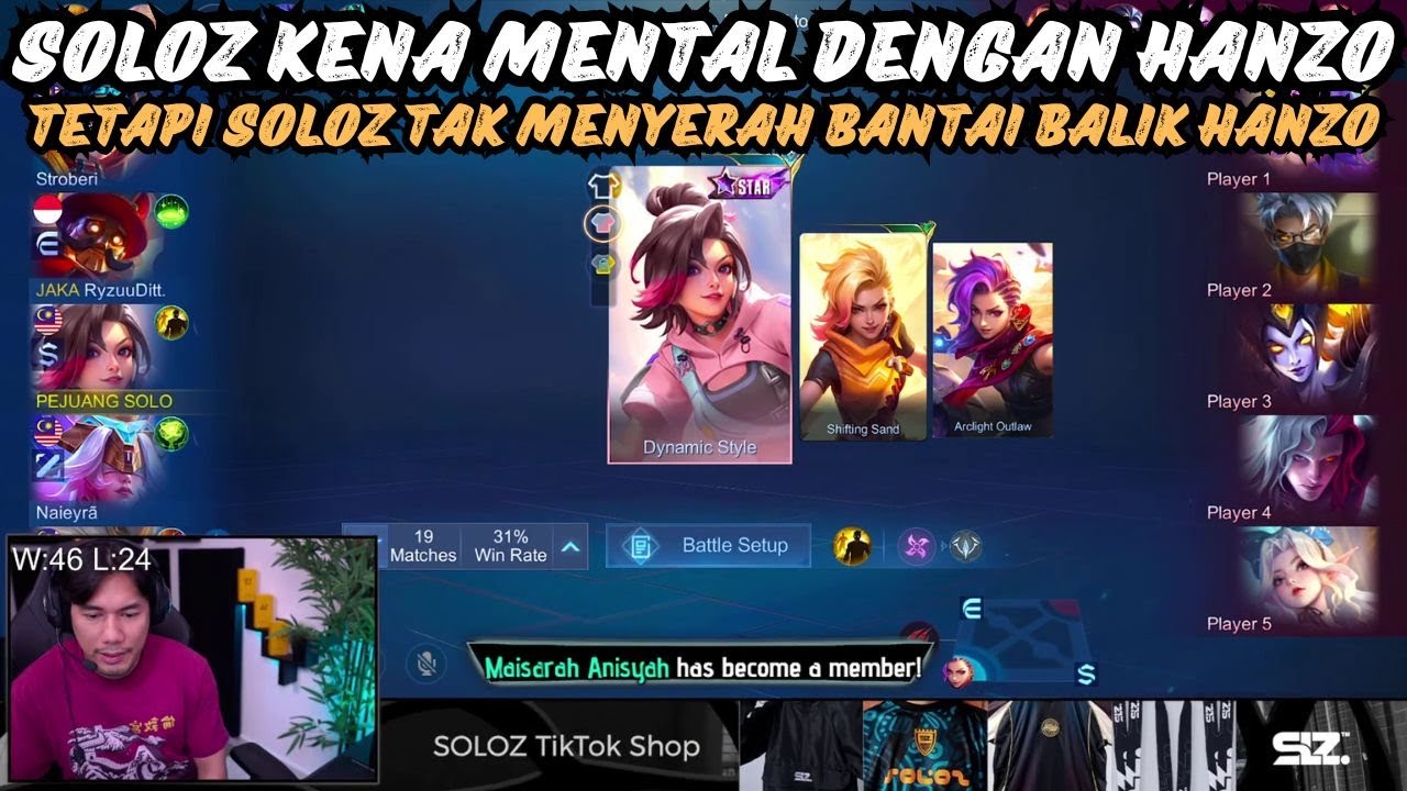 SOLOZ KENA MENTAL DENGAN HANZO🤯TETAPI SOLOZ TAK MENYERAH BANTAI BALIK HANZO🤯