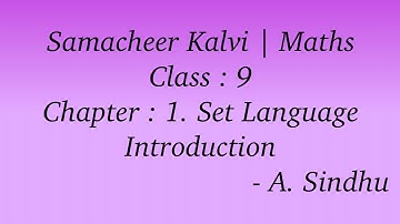 9th Maths Samacheer | Chapter 1 | Set Language | Introduction