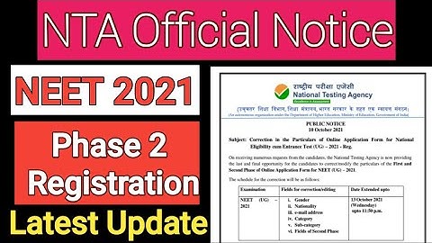 Last Chance for NEET Form Correction | NTA Official Notice | NEET Phase 2 Registration Date Extended