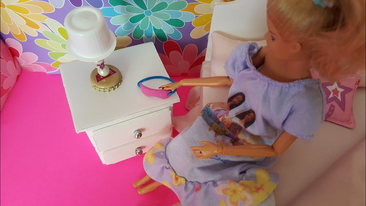 DIY Barbie doll night stand plus Barbie sleeping mask YouTube