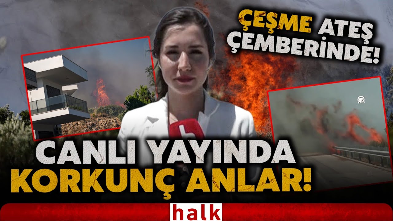 İZMİR CAYIR CAYIR YANIYOR! Alevler otoyola sıçradı! Halk TV ekibinin canlı yayında zor anları...