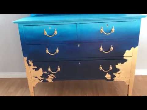 Blue Ombre Dresser With Gold Leaf 1800 In Yyc Youtube