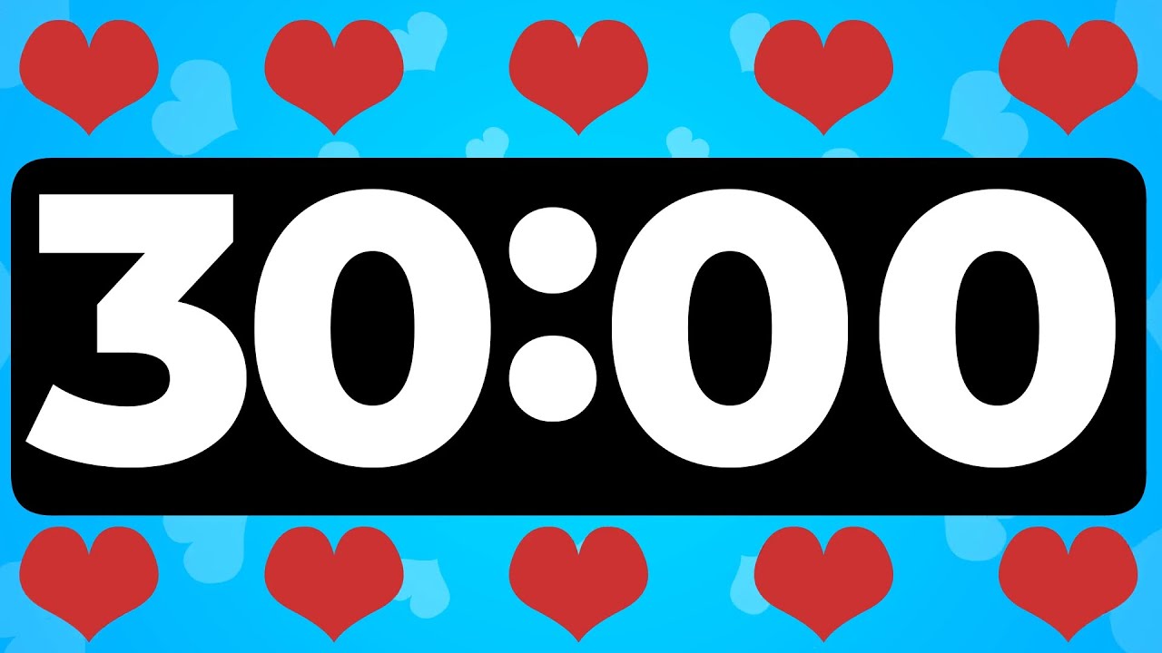 30 Minute Timer Without Music Countdown Stopwatch with Hearts for