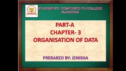 1) Chapter-3 (Part-A)               Organization of Data
