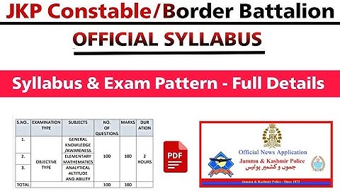 JKP constable syllabus 2022 | Jkp exam pattern & syllabus full details 2022