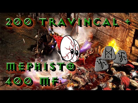 Diablo 2 Resurrected - Very Lucky 200 Travincal Mephisto / Barbarien 400 MF Double Loot / D2R B.net