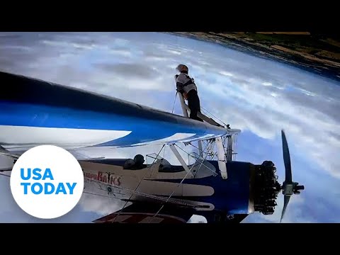 Grandma, 93, wingwalks on plane for charity | USA TODAY