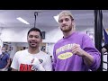 LOGAN PAUL visits MANNY PACQUIAO at Wild Card Gym.