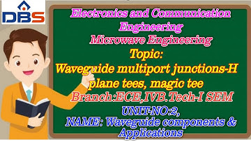 DBS -Wave guide multiport junctions- H plane Tees, Magic Tee,IVB.TECH-ISEM-UNIT-II.