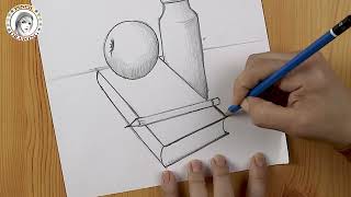 how to draw still life with pencil | رسم طبيعة صامتة بقلم الرصاص | رسم بالمنظور | comment dessiner