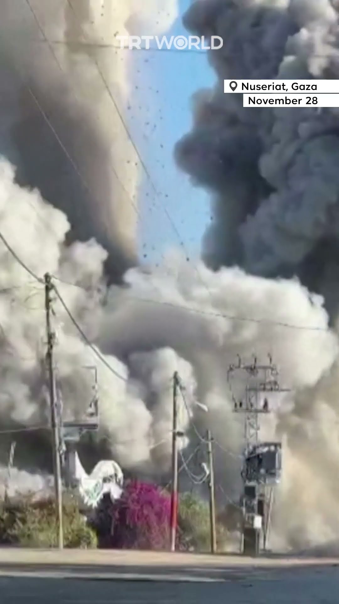 Moment Israeli strike destroys buildings in Gaza’s Nuseirat