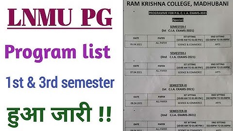 Lnmu pg first semester and third semester exam details 2021