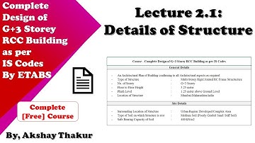 2.1 Details of Structure │ Complete Design of RCC Building as per IS Codes by ETABS │ Akshay Thakur