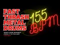 Thrash metal drum track 69 155 bpm in the style of testament