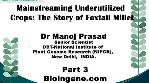 Bioingene.com Webinar on Mainstreaming underutilized crops: Foxtail millet [Part 3 of 3]
