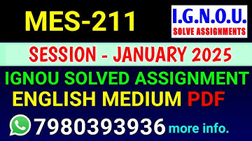 MES-211 solved assignment 2025 | MES-211 solved assignment 2025 | Ignou MES-211 in English